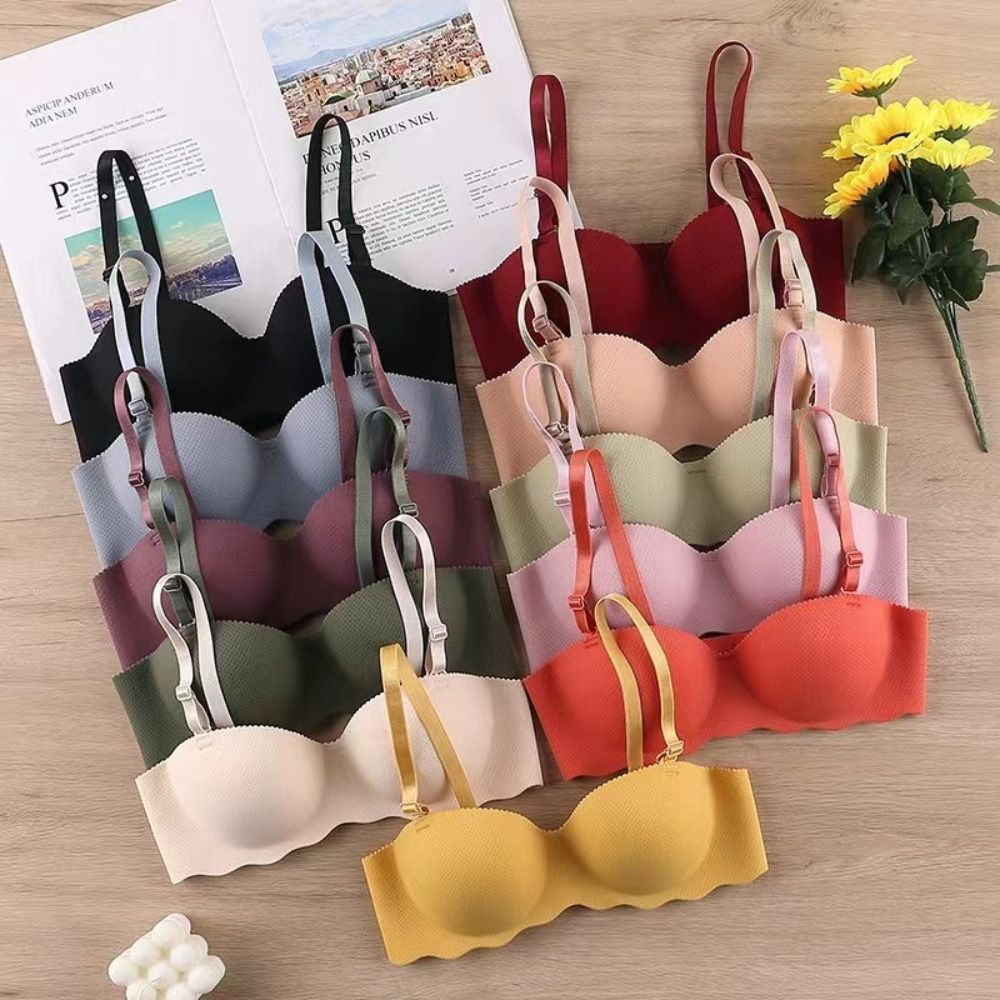 Wirefree Bra Comfort - セクシーで快適なシームレスブラ、キャンディーカラー、調整可能なプッシュアップブラ、リフトアップ、垂れ防止プッシュアップブラ、女性用