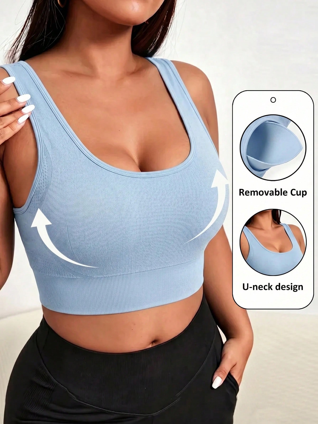 女性用プラスサイズシームレススポーツブラ、取り外し可能なパッ - Sports Bra Racerback のレビューと価格